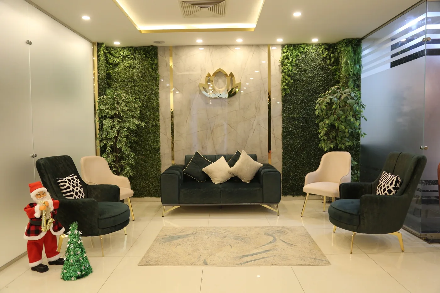 NeoDerma Clinic luxury waiting lounge in New Cairo