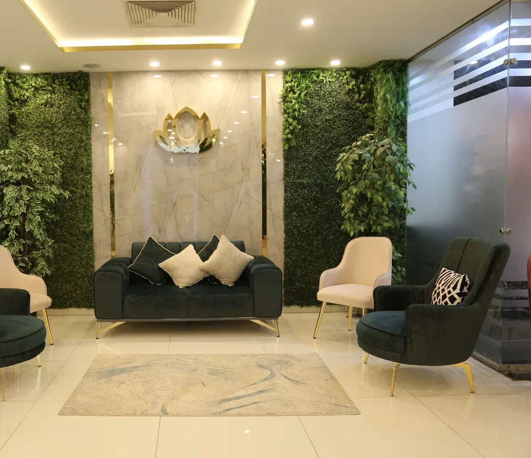 NeoDerma Clinic luxury waiting lounge in New Cairo